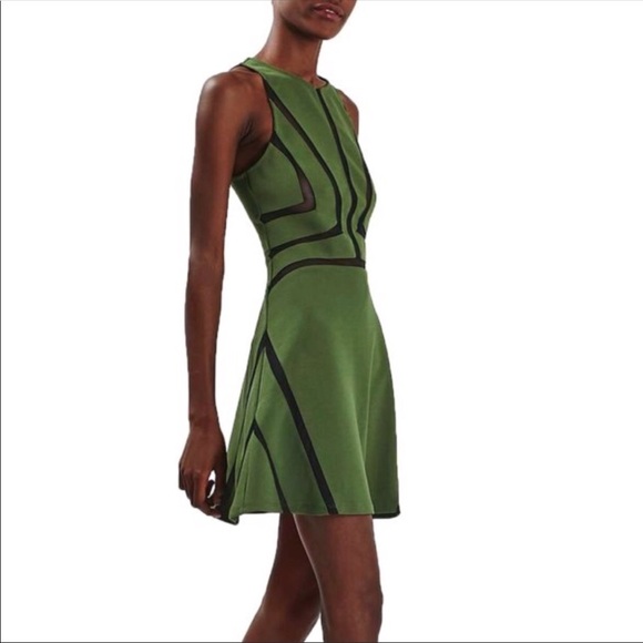 Topshop Dresses & Skirts - Topshop Olive Mesh A-line Dress